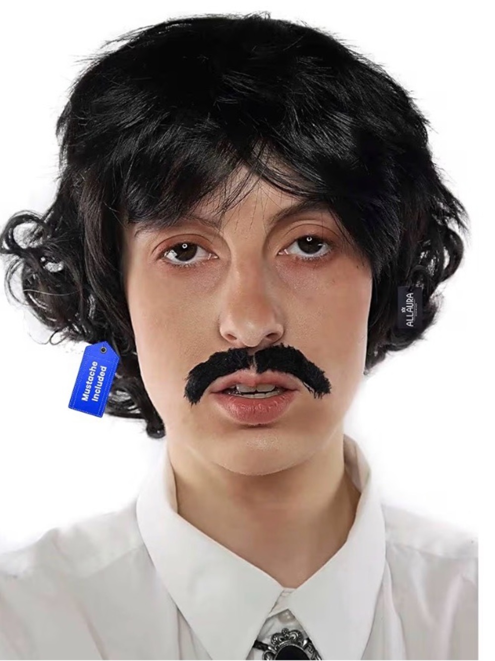 Allaura Vote For Pedro Black Shaggy Wig & Mustache Halloween Napoleon Dynamite